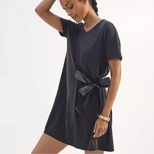 Dolan Anthropologie Petite XS T-Shirt Dress Black Bow Detail Soft Retail $160